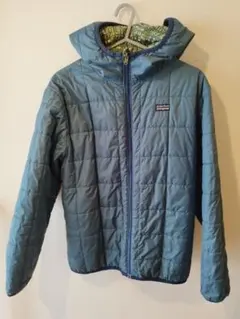 patagonia フード付き　キルティングジャケット 青&緑　リバーシブル
