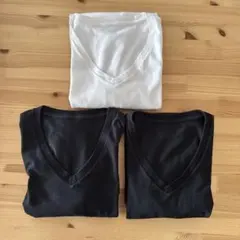 UNIQLO VネックTシャツ 3枚セット ホワイト ブラック
