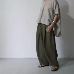argue linen mob pant カーキ