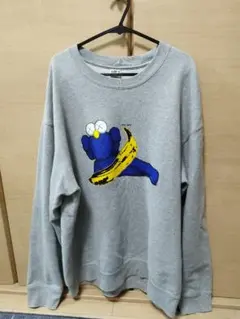 （美品）KAWS + WARHOL バナナプリント スウェット トレーナー L