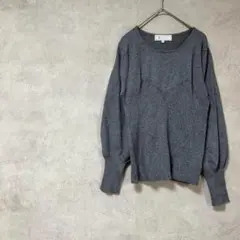 ロペピクニック 大きいサイズ 長袖ニット 灰色 パフスリーブ 切り替え リブ L
