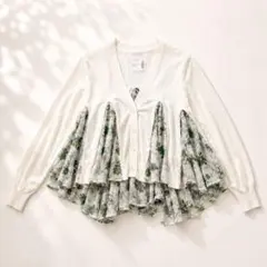 SACAI カーディガン チュニック 14SS 異素材ドッキング 花柄のサムネイル