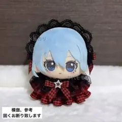 ぬい服 ギンガムチェックフリルドレス ヘッドドレスセット ダークレッド