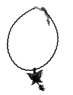 匿名発送★ブラック　ネックレス　蝶　取り外し可
