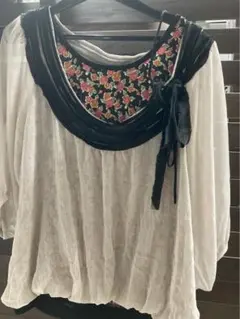 平成レトロ　バラ柄インナー　シフォンカットソー　フェアリーグランジ　森ガール