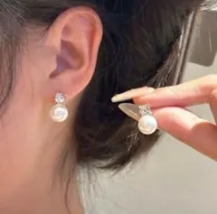 【新品　未使用】一粒パール　ダイヤ　ピアス　ゴールド　フォーマル　カジュアル