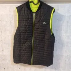 Lacoste キルティングベスト ブラック/ライム М
