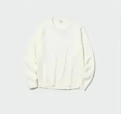値下げ　新品　ウォッシャブル　コットンクルーネックセーター★オフホワイト L★