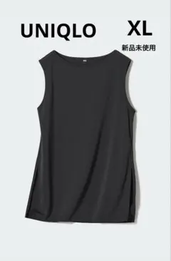 UNIQLOクレープジャージーノースリーブT ブラック　XL 新品未使用
