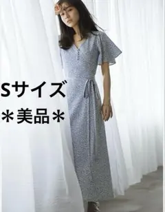 MERCURYDUO フラワープリント ロングワンピース　ブルー　花柄ワンピース