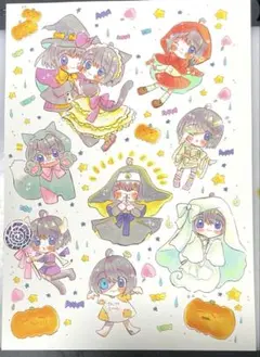 【送料込】オリジナル 手描きイラスト しとしとだらけのハロウィン 【A4サイズ】