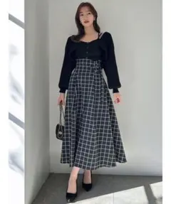 dazzlin コルセットライクフレアスカート ブラックのサムネイル