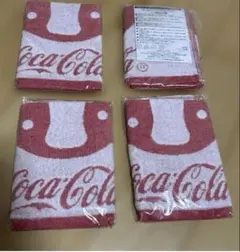 신품・ 미개봉 コカコーラ ハンドタオル 4枚セット タオルハンカチ 비매품