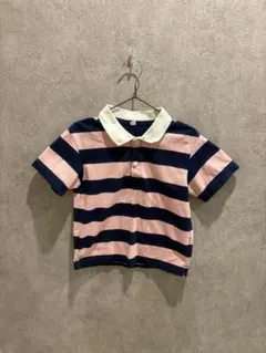UNIQLO KIDS ボーダー ポロシャツ ピンク×ネイビー