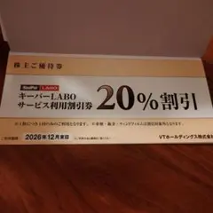 VTホールディングス 株主ご優待券 キーパーラボ 20%割引券他