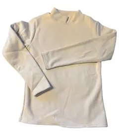 【ラスト1点】裏起毛 リブ ハイネック トップス 長袖 オフホワイト M