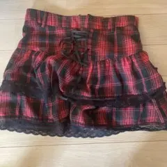 赤と黒のチェック柄フリルミニスカート説明欄必須
