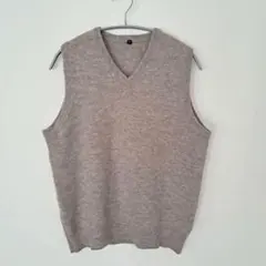 無印良品 アルパカ混 Vネック ニットベスト ブラウン Mサイズ MUJI