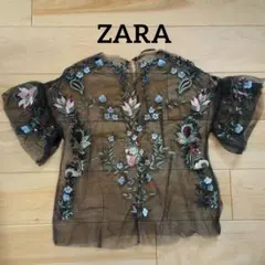 ZARA 刺繍 シースルートップス　チュール　即購入歓迎