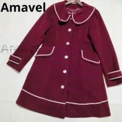 Amavel アマベル　ワインレッドコート　丸襟　金ボタンのサムネイル