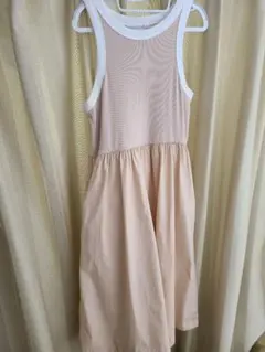 H&M ノースリーブカットソーワンピース ピンクベージュ
