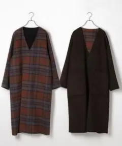 チェック柄ラップコート