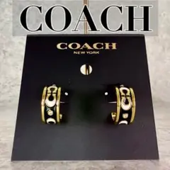 【新品】COACH コーチ ピアス シグネチャー ゴールド×ブラッククリスタル付