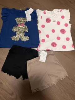 全新未使用，童裝 T恤與短褲4件套 80