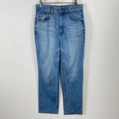 GU ジーユー ハイウエストストレートジーンズ デニムパンツ ウォッシュ加工 M