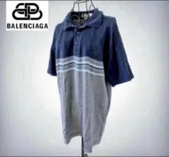 【BALENCIAGA】 バレンシアガ　ポロシャツ ネイビー/グレー系　5Lのサムネイル