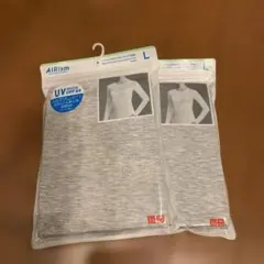 ユニクロ　シルクブレンドエアリズム UVカット クルーネックＴ　グレー　L 2枚