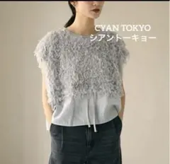 CYAN TOKYOシアン トーキョー ブラウジング フェザー ブラウス グレー