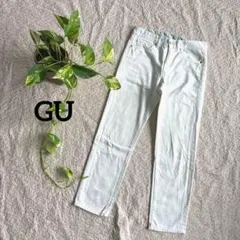 【通勤通学にも！】GU  デニムパンツ　ジーンズ　白　テーパード　カジュアル　Ｓ