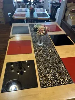 ② 折敷　ランチョンマット　6枚　赤と黒　リバーシブル　和風　洋風