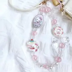 ハローキティ スマホストラップ ビーズストラップ