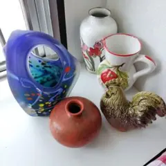 青と緑のガラス花瓶