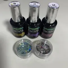 新品！ジェルネイル3本&ラメセット パープル ピンク マスタードイエロー