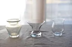 【美品】クリアガラス　乳白色　花瓶セット 3個 フラワーベース 花器