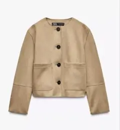 【未使用】ZARA フェイクスエード　ジャケット　ベージュ S