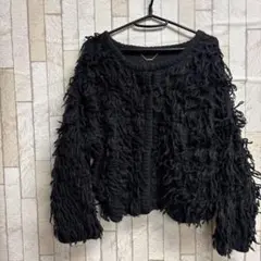 CIAOPANIC TYPY フリンジデザイン ブラックニットカーディガン