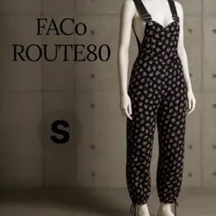 FACo ROUTE80 花柄オーバーオール サロペット　Sサイズ　黒