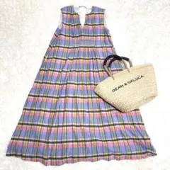 マーラカランコエ インド製 ボイルチェック ワンピース マキシ丈