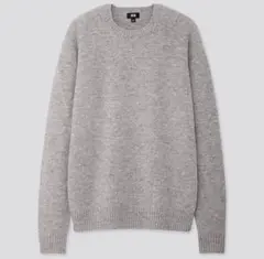 ユニクロ メンズ トップスプレミアムラムクルーネックセーター 長袖 グレー