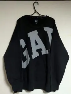 GAP ビッグロゴ コットンニット アクリル混 ブラック XL オーバーサイズ