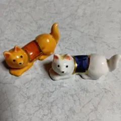 陶器製猫の置物セット