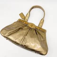COACH ゴールド レザー ハンドバッグ F19693