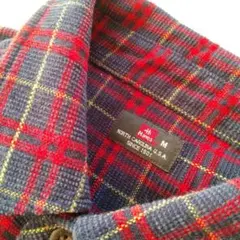 【Hanes】起毛チェックシャツ　チャコール×赤黄チェック(M)