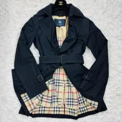 美品 バーバリー トレンチコート ライナー ロング丈 メガチェック 38 黒