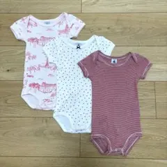 プチバトー 半袖ボディ 3枚セット 12m