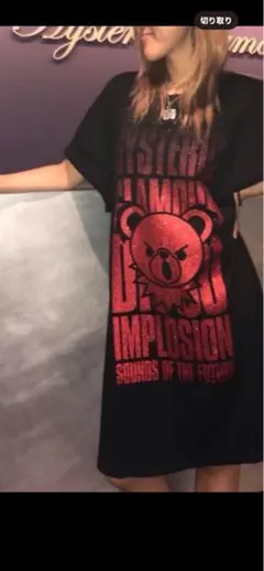 ヒステリックグラマーファックベアヒスベアラメオーバー サイズTシャツ